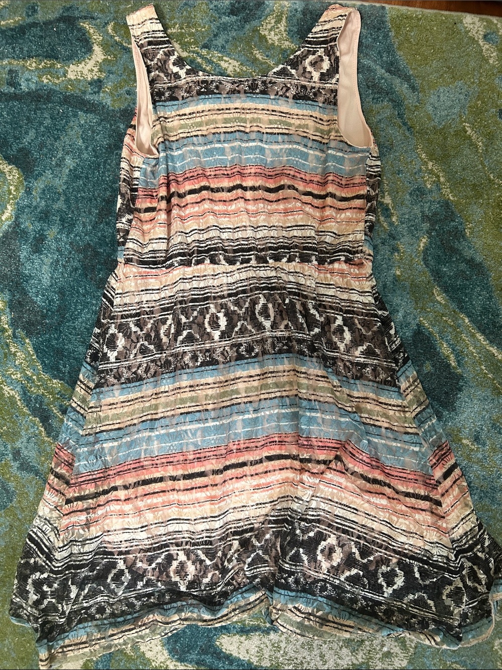 No Boundaries Knee Length Sleeveless Stripe Dress in Blue, Pink, Cream, Black - Picture 5 of 6